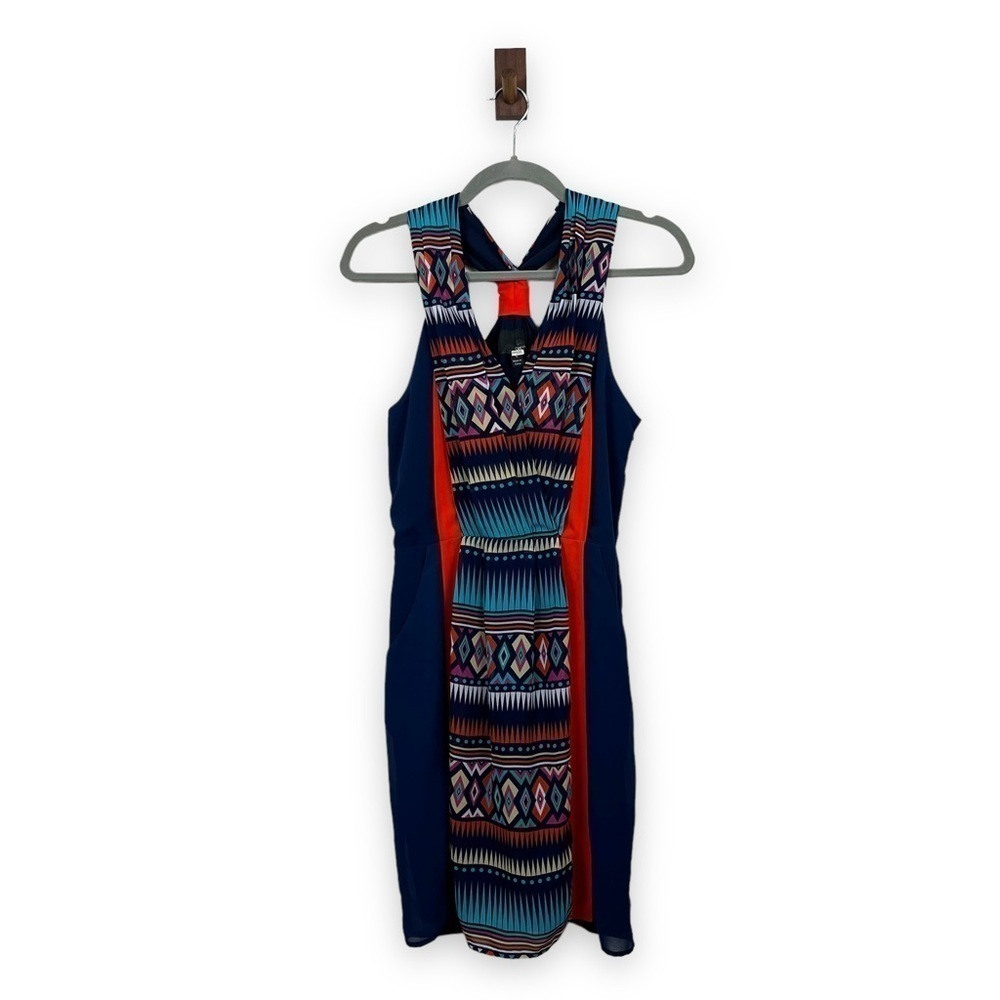 Greylin Boho Aztec Diamond Print Sleeveless Mini Dress Size S